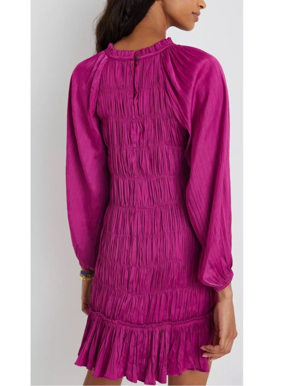 Maeve Anthropologie Tasha Smocked pleated purple Mini Dress Small NWT bohemian - Picture 3 of 15